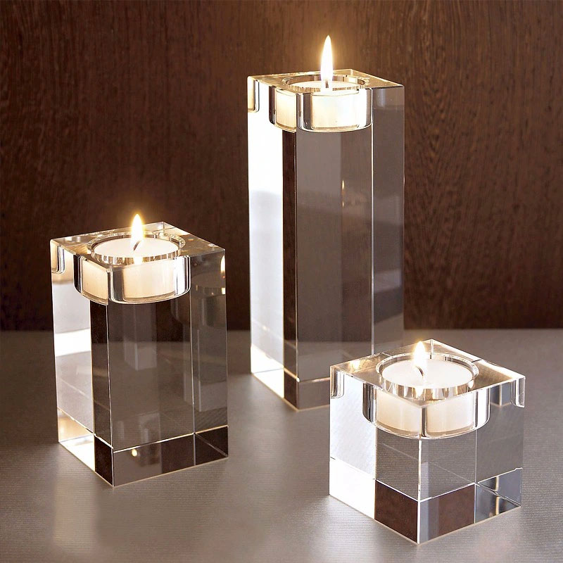 Crystal column centerpiece pair